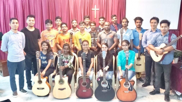 File Photo of Free guitar class students in New Delhi