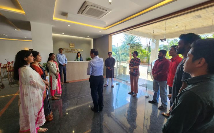 Rev. Dr. Richard Howell interacting gracefully with some staff and trainees at Olivet Centre, South Asia on Thursday, August 24, 2023.