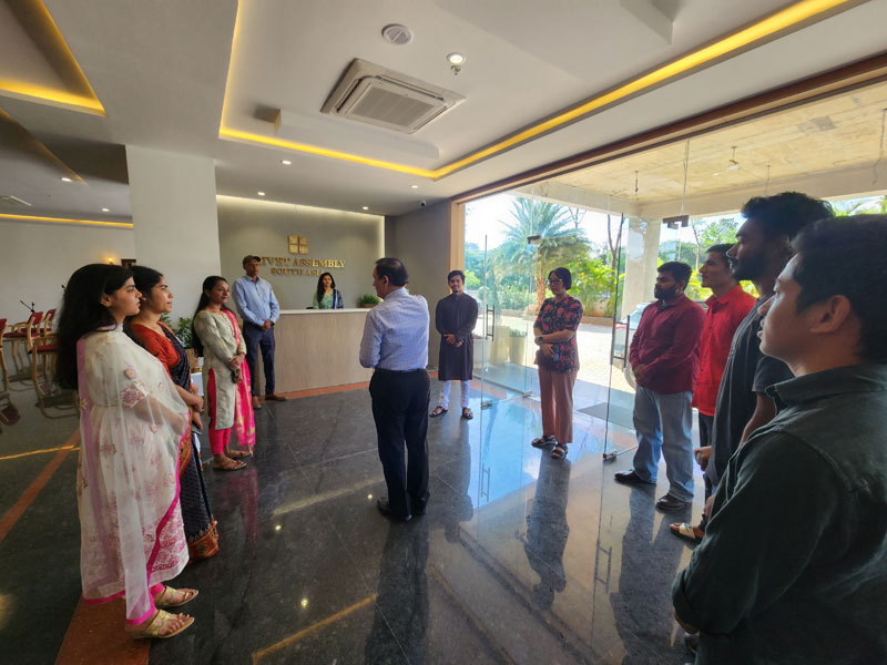 Rev. Dr. Richard Howell interacting gracefully with some staff and trainees at Olivet Centre, South Asia on Thursday, August 24, 2023.